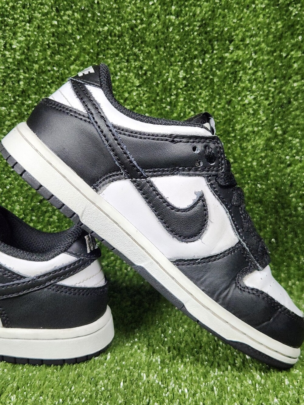Nike Dunk Retro Low Little Kids Boys Black White Leather Sneakers Shoes Size 13C - Picture 8 of 14